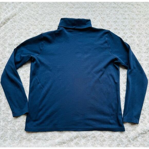 L.L. Bean Womens Pima Cotton Long Sleeve Navy Blue Turtleneck 214949 Medium - Picture 5 of 10